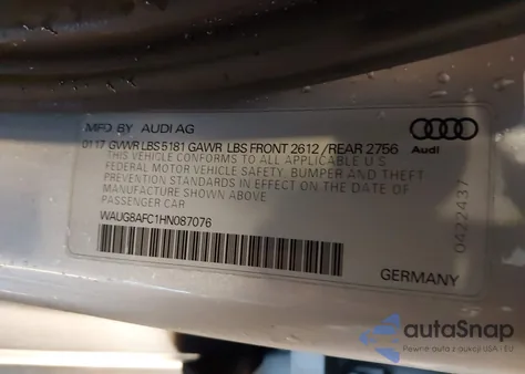 2017 Audi A6 2.0T Premium из США, поврежденный, VIN WAUG8AFC1HN087076